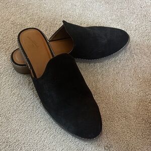 Black Suede Mule Slides